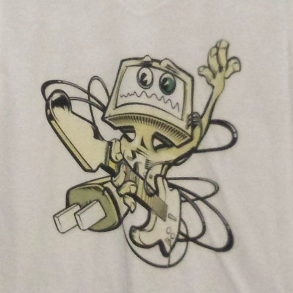Guitar Man Turn It Up Play It Loud Custom DTG Print White V-Neck NovelTee Shirt - Picture 1 of 1